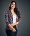 Black, White And Red Printed Blazer